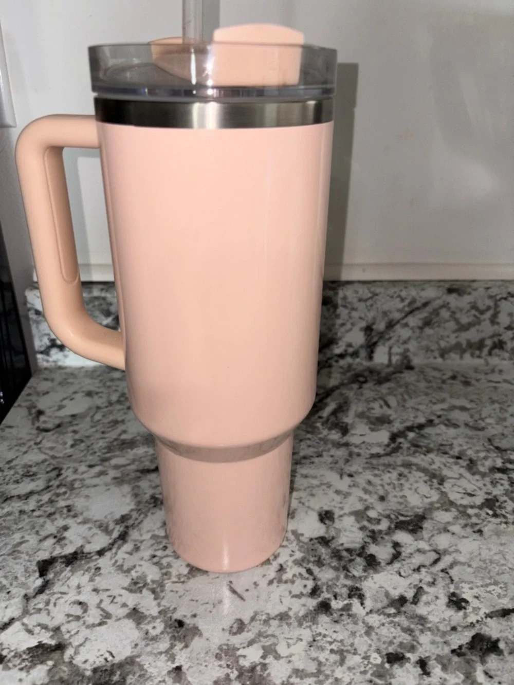 Stanley Peach Pink Insulated Travel Mug with Handle - Picture 4 of 6
